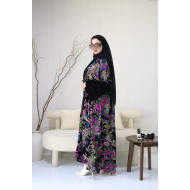 Colorful velvet roses abaya