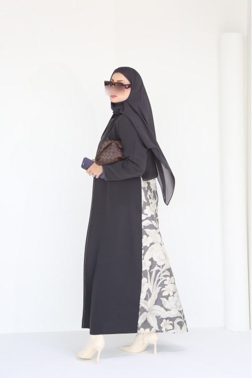 Gray roses abaya