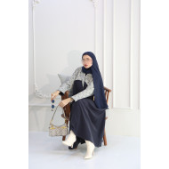 Navy abaya with Indian cotton