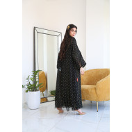 Abaya of tulle encrusted with shiny  crystals