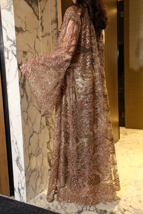 Copper tulle bisht dress