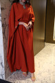 Royal evening dress with wide cape - orange