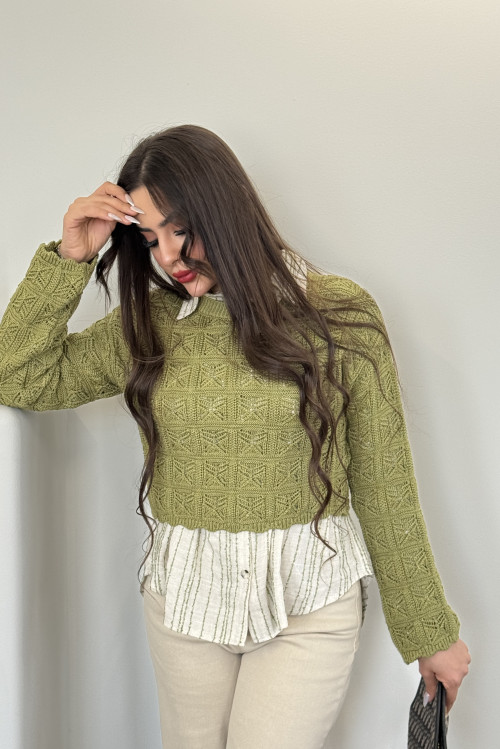 Green knitted jacket 