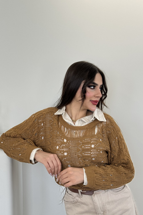 Honey brown knitted sweater