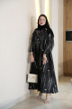 Black brocade abaya with silver Black brocade abaya with silver