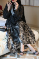 Luxurious abaya with gray jacquard