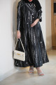 Black brocade abaya with silver