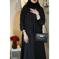 Jacquard abaya embroidered with flowers