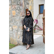 Black brocade abaya with gold