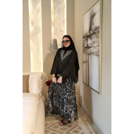 Luxurious abaya with gray jacquard