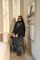 Luxurious abaya with gray jacquard