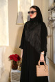 Black abaya with beaded brocade