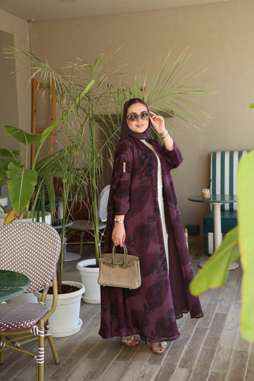 عباية الشيفون - Plum