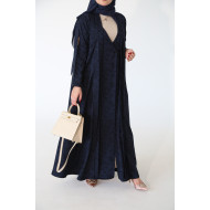 عباية كحلي مع طيات فاخرة