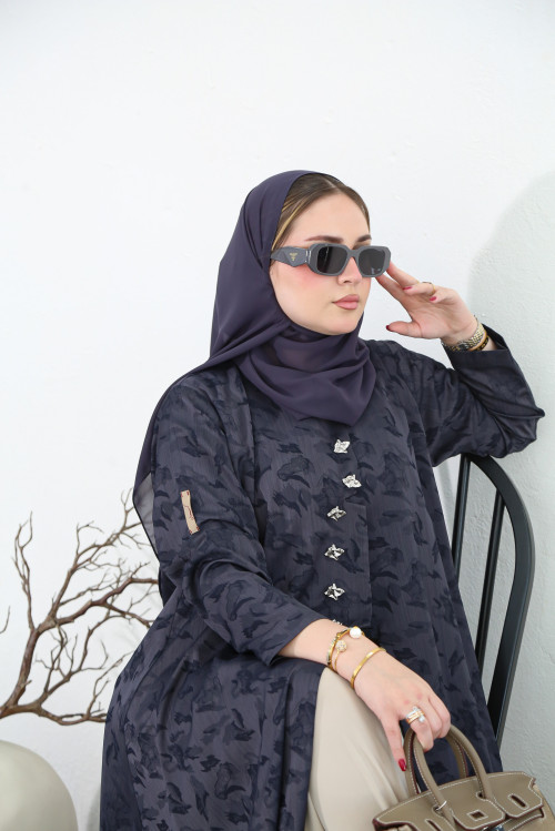 عباية انتيك كحلي بإغلاق مميز