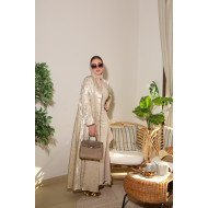 عباية الورود  - Pearl Beige