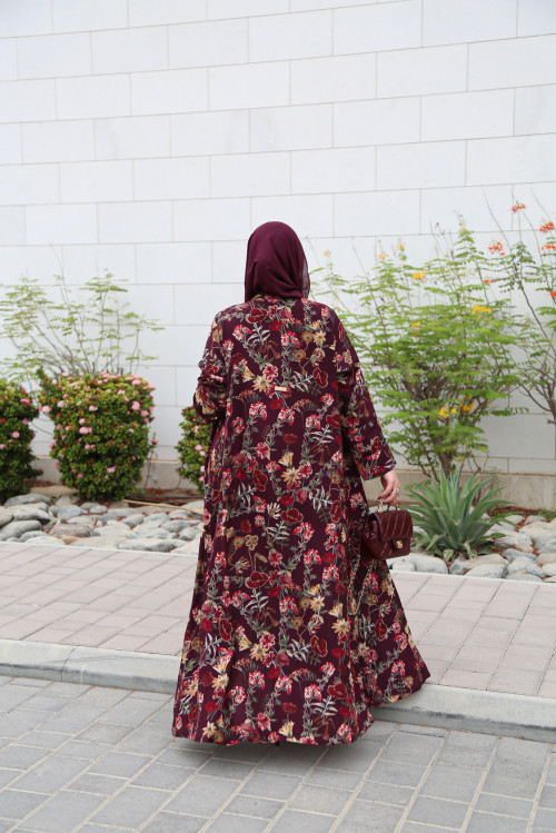 عباية الورود البرية – برغندي