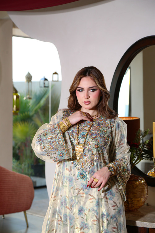 ثوب مخور خليجي فاخر- Blue Pearls