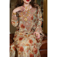 مخور  جاكارد  لامع- Bronze Flowers