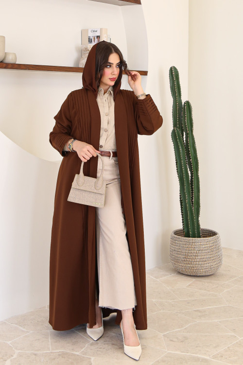 Brown pleated abaya