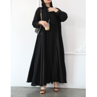 Black abaya with pleated sides