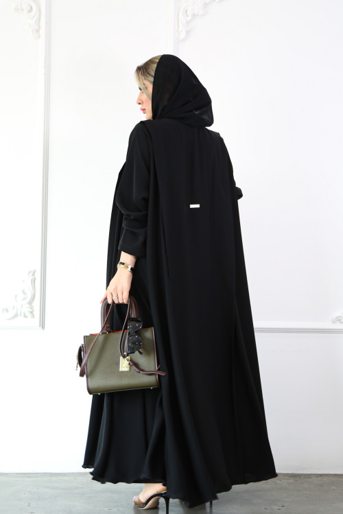 Light black triple cloche abaya