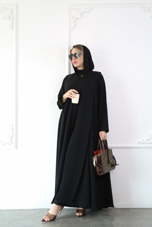 Light black triple cloche abaya