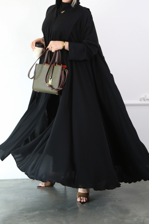 Light black triple cloche abaya