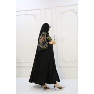 Velvet chiffon abaya with flowers