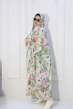 Sugar-coloured velvet abaya decorated with flowers