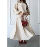 Linen shirt and skirt set