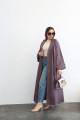 Mauve striped linen blazer abaya