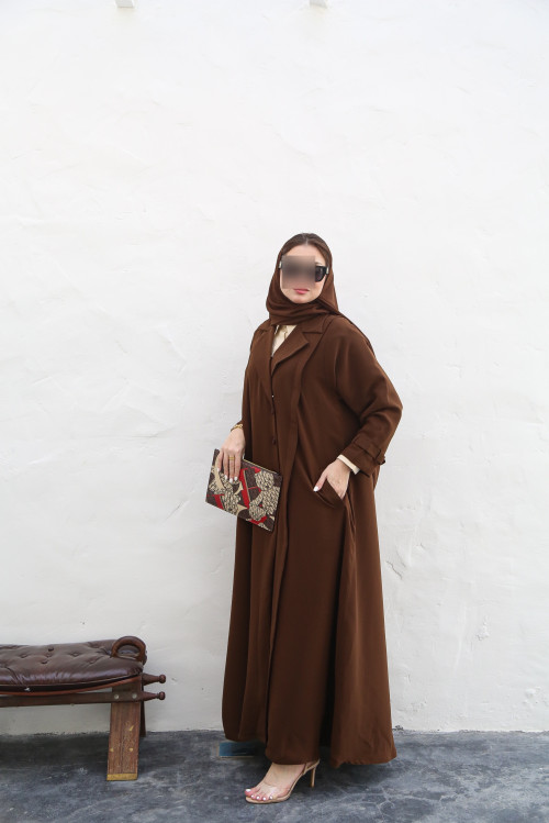 Brown practical trench coat abaya