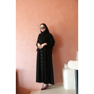 Practical abaya with black buttons