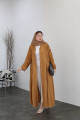 Cloche abaya with hidden boxers in honey yellow