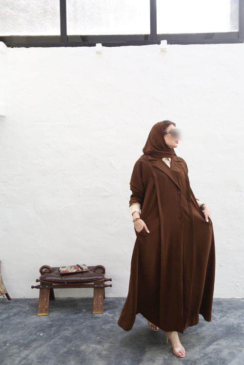 Brown practical trench coat abaya