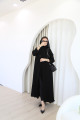 Black crepe abaya with pleats