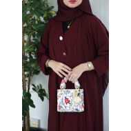 Maroon crepe abaya with pleats