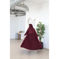 Maroon crepe abaya with pleats