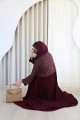 Burgundy patterned abaya