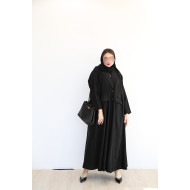 Black jacquard sides practical blazer abaya
