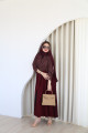 Burgundy patterned abaya