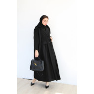 Black jacquard sides practical blazer abaya