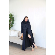 Navy abaya with gold stripes