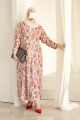 Sugar-coloured abaya printed with flowers