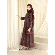 Maroon striped abaya