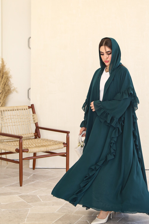 Turquoise pleated abaya