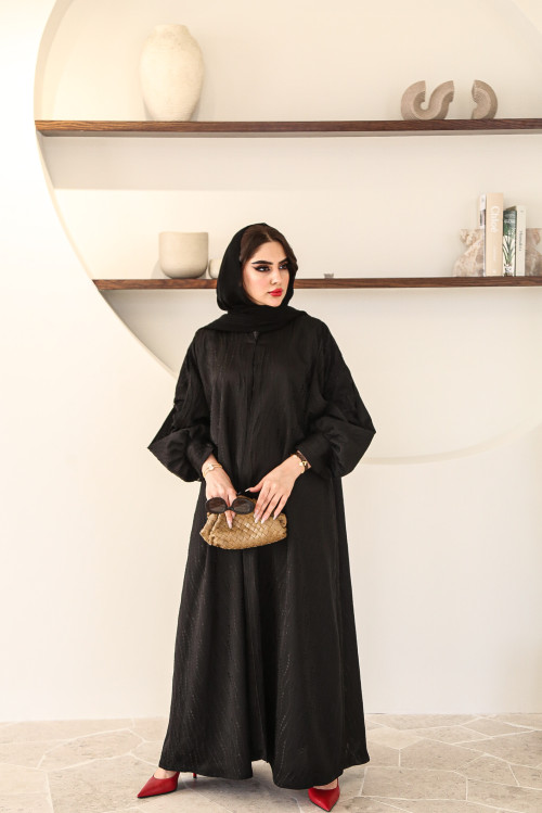 Abaya with layered lace sleeves