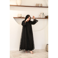 عباية شفافة بالورود والخرز