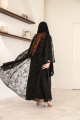 Transparent abaya with flowers and beads